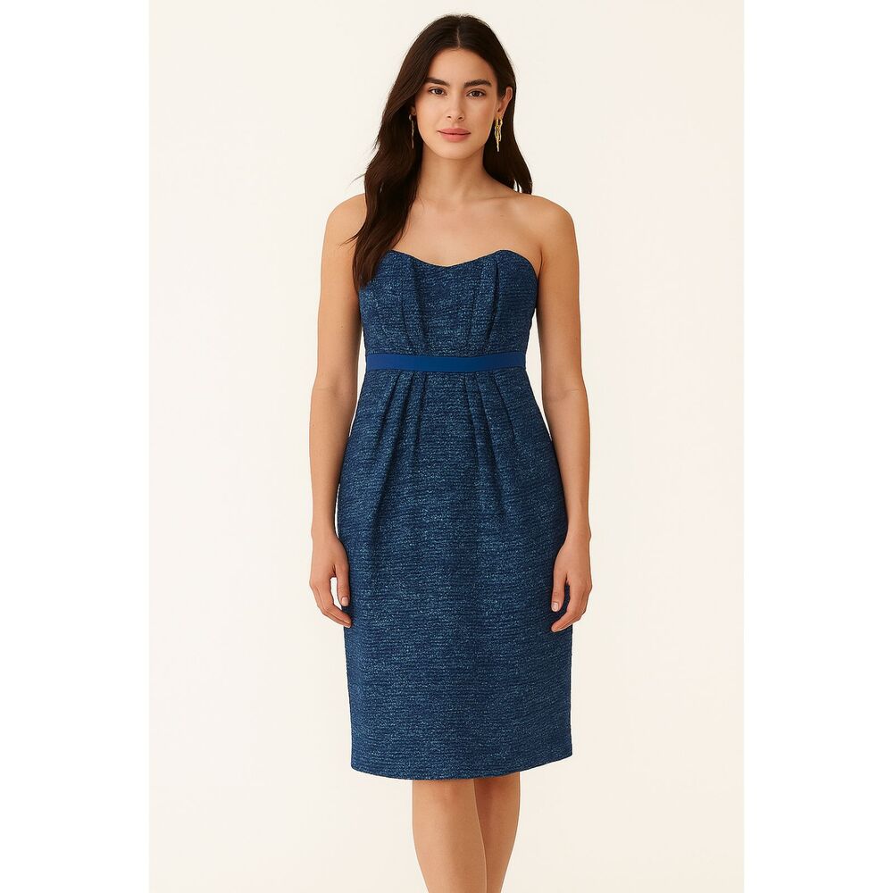 Lafayette 148  New York LODMU Strapless Tweed Wool Dress in Black and Green 2